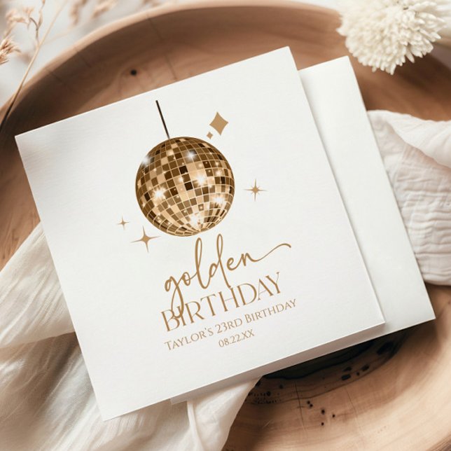 Gold Disco Ball Golden Birthday Party Napkin (Creator Uploaded)