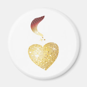 Gold Disco Ball Heart Magnet