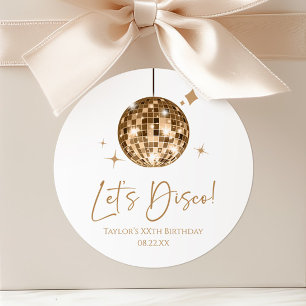 Gold Disco Ball Let's Disco Birthday Party Classic Round Sticker
