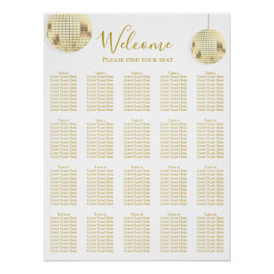 Gold Disco Ball Wedding Seating Chart