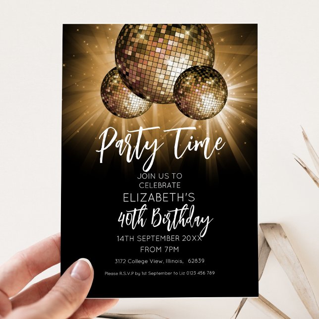 Gold Disco Birthday 40th Birthday  Invitation (Creator Uploaded)
