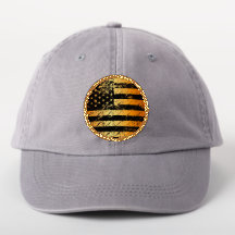 Gold Distressed USA Flag Gold Trim