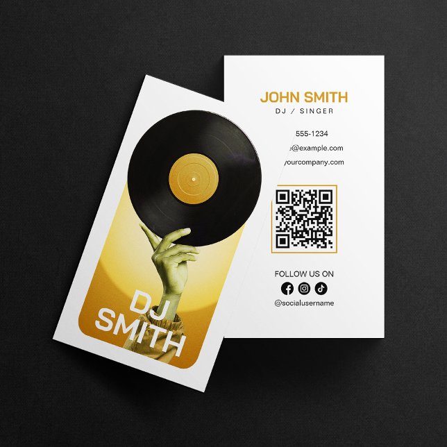Gold DJ Signer Disc Jockey Music Producer Vinyl Business Card (Creator Uploaded)