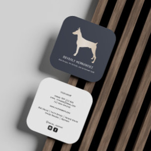 Gold Doberman Dog Walker Trainer Puppy sitting  Square Business Card