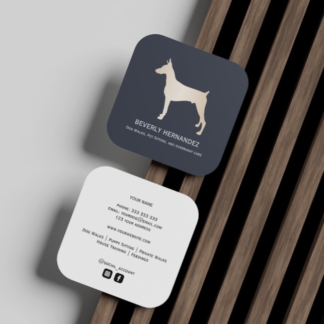 Gold Doberman Dog Walker Trainer Puppy sitting  Square Business Card (Creator Uploaded)