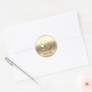 Gold Dog Pet Print Customisable Add Text Classic Round Sticker