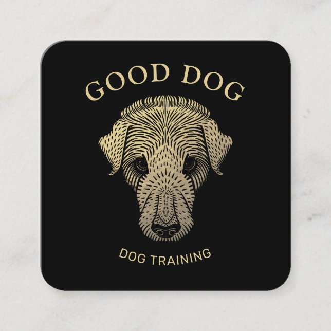 Gold Dog Trainer Training  Square Business Card (Front)