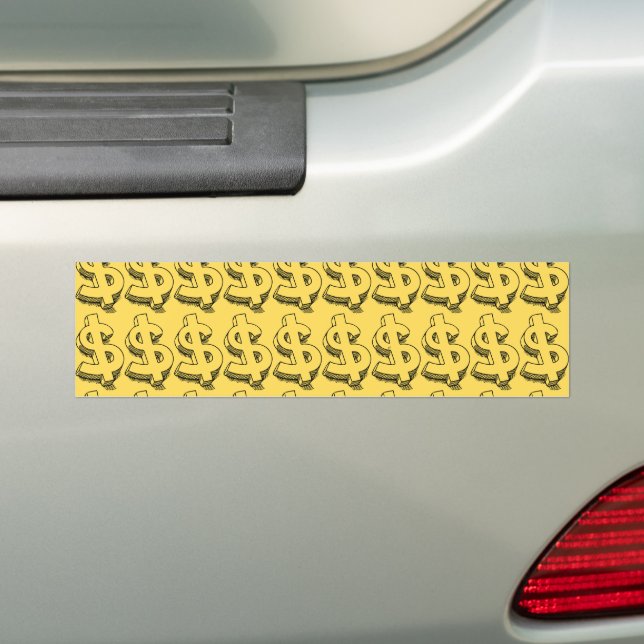 gold dolar bumper sticker (On Car)