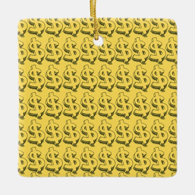 gold dolar ceramic ornament (Front)