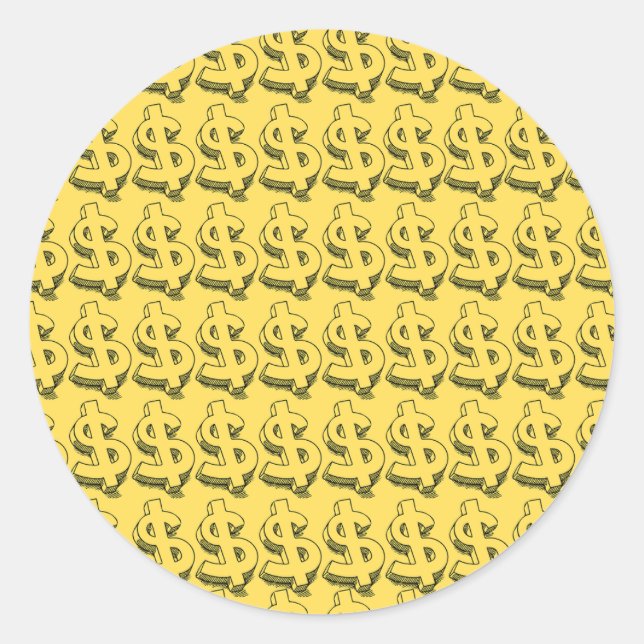 gold dolar classic round sticker (Front)