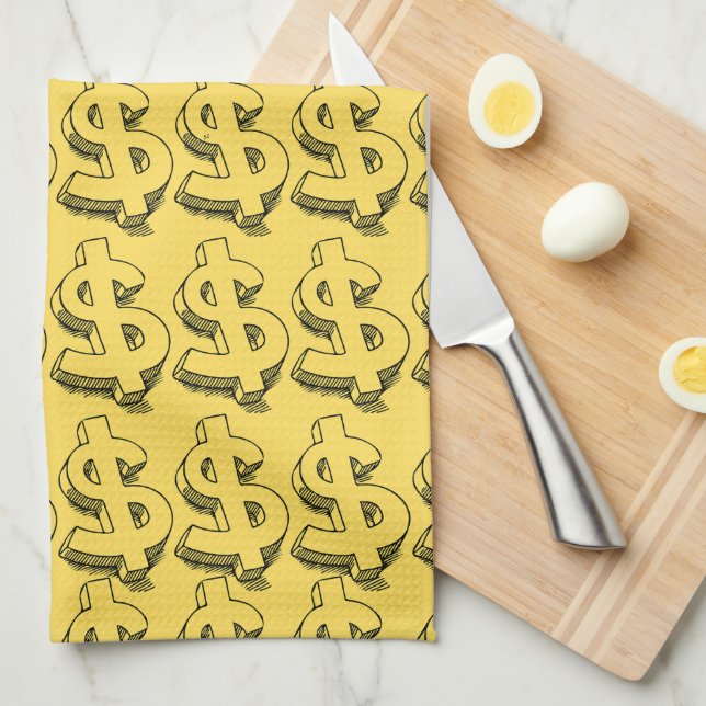 gold dolar tea towel (Quarter Fold)