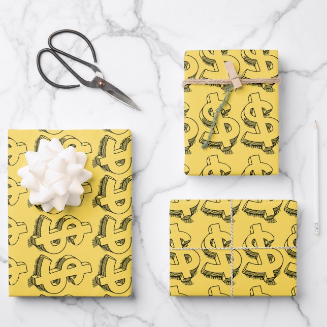 gold dolar wrapping paper sheet (Front)
