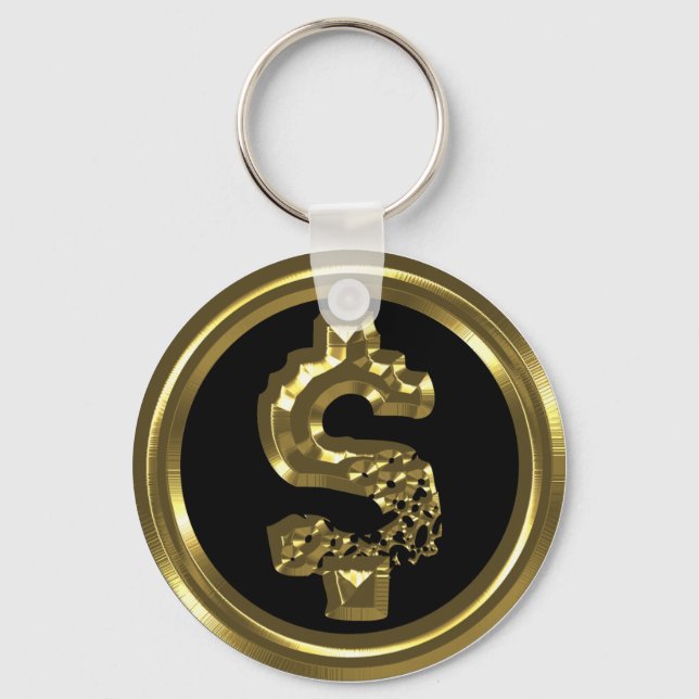 GOLD DOLLAR SIGN KEY RING (Front)