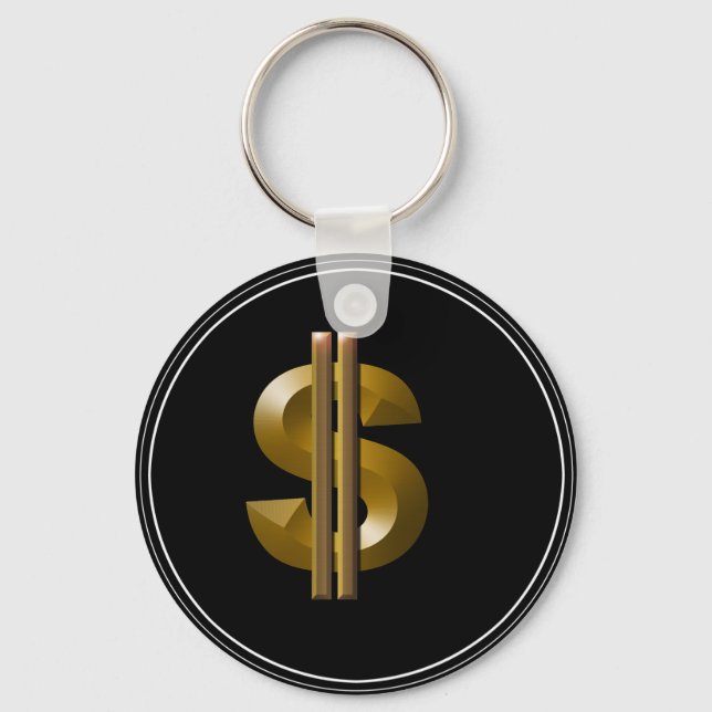 Gold Dollar Sign Key Ring (Front)