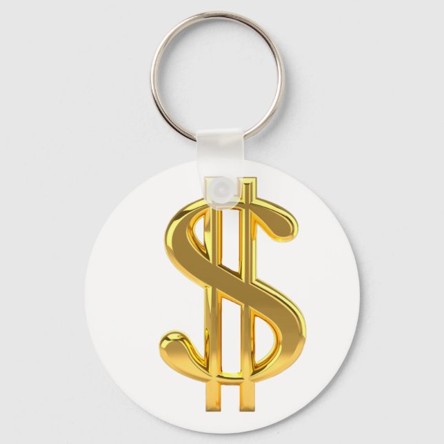 Gold Dollar Sign Keychain (Front)