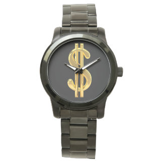 Gold Dollar Sign Men's Watch