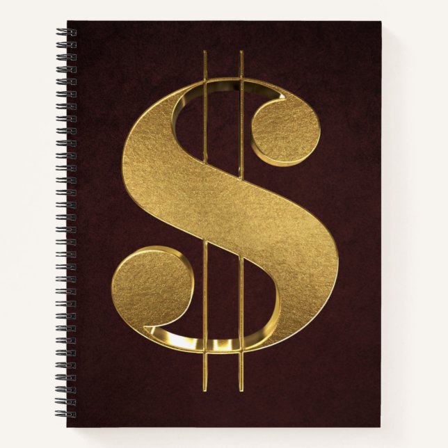 Gold Dollar Sign Notebook (Front)