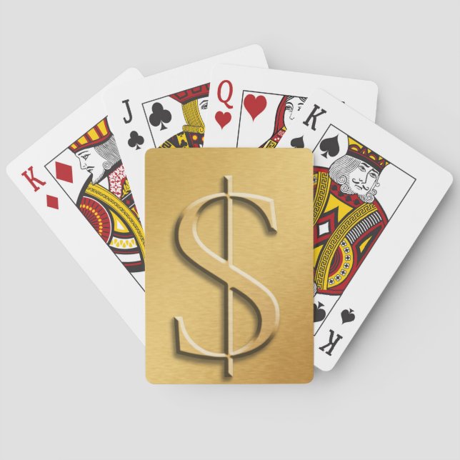 Gold Dollar Sign Playing Cards (Back)