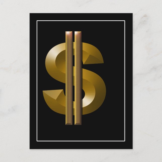 Gold Dollar Sign Postcard (Front)
