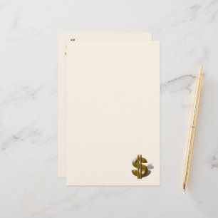 Gold Dollar Sign Stationery