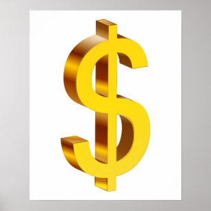 Gold Dollar Symbol Poster