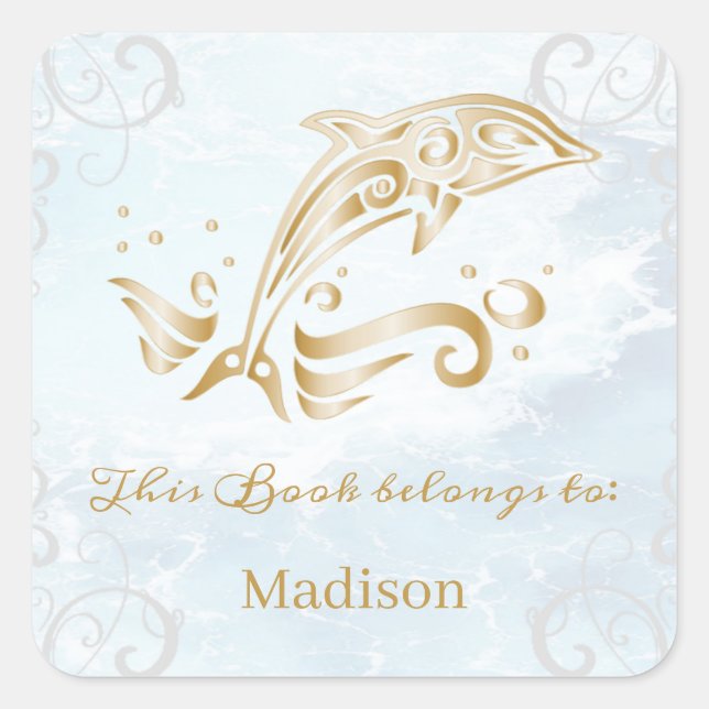 Gold Dolphin Book Sticker (Front)