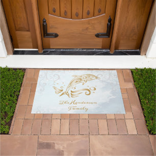Gold Dolphin Personalised Doormat