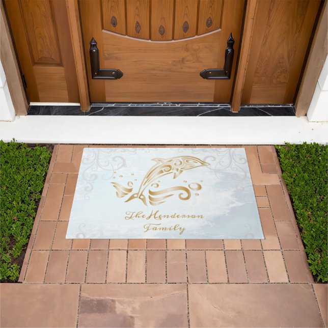 Gold Dolphin Personalised Doormat (Outdoor)