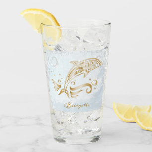 Gold Dolphin Personalised Glass Cup