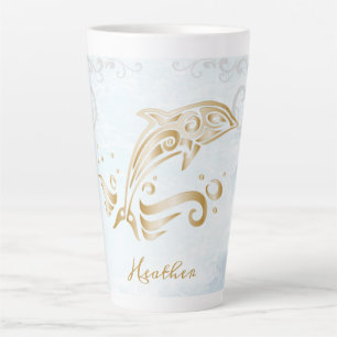 Gold Dolphin Personalised Latte Mug