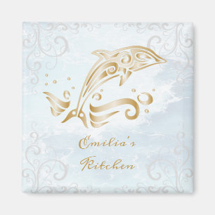 Gold Dolphin Personalised Magnet