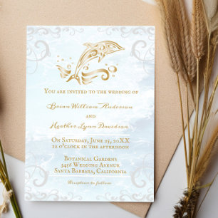 Gold Dolphin Wedding Invitation