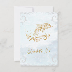 Gold Dolphin Wedding Table Card