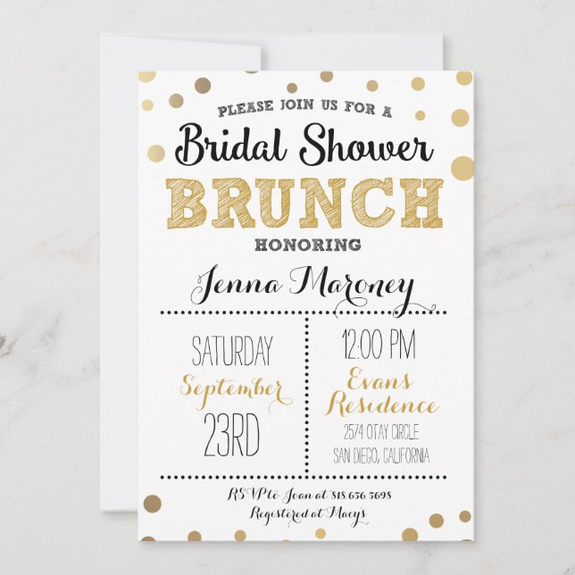 Gold Dots Bridal Shower Invitation (Front)