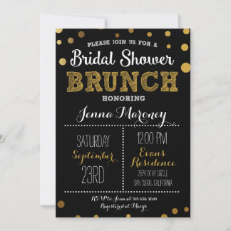 Gold Dots Bridal Shower w/ Black Back Invitation