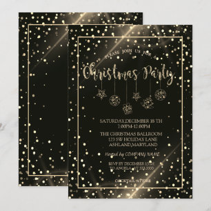Gold Dots,Christmas Balls Company Christmas Party Invitation