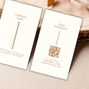 Gold Dots Minimalist Simple Qr Code Cream Business Card