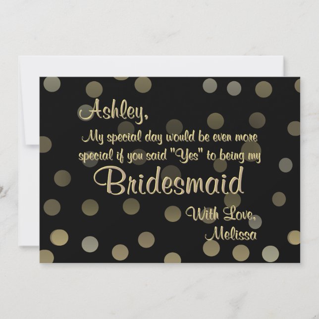 Gold Dots | Will You Be My Bridesmaid Invitation (Front)