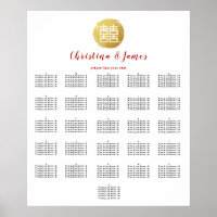Gold Double Happiness Wedding Seating Chart