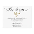 Gold Dove Funeral Simple Script Thank You Card