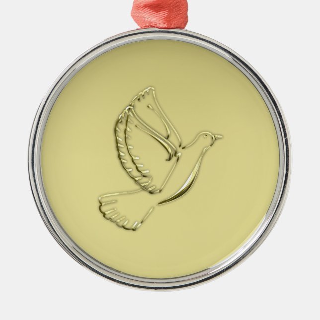 Gold Dove Metal Tree Decoration (Front)