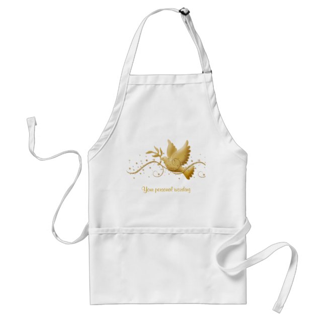 Gold dove of peace chefs & caterers Christmas apro Standard Apron (Front)