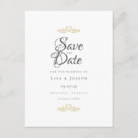 Gold Doves and Heart Elegant Script Save the Date