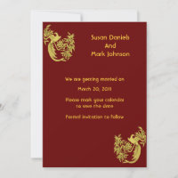 Gold Doves On Burgundy Wedding Save The Date