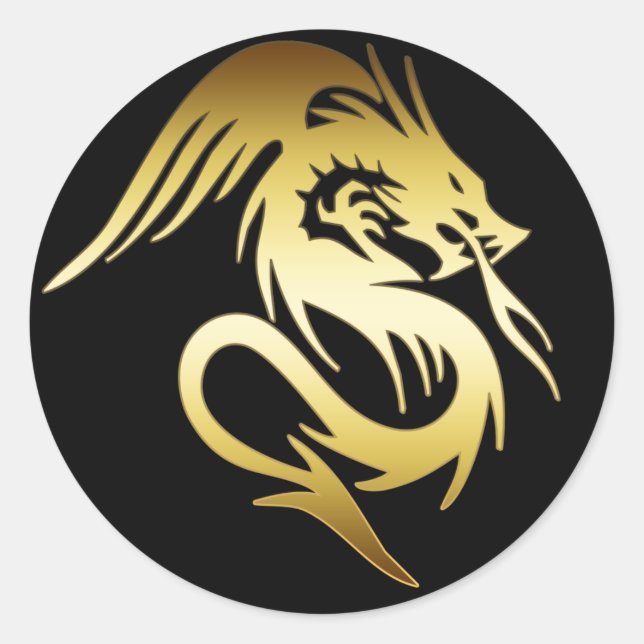 GOLD DRAGON CLASSIC ROUND STICKER (Front)