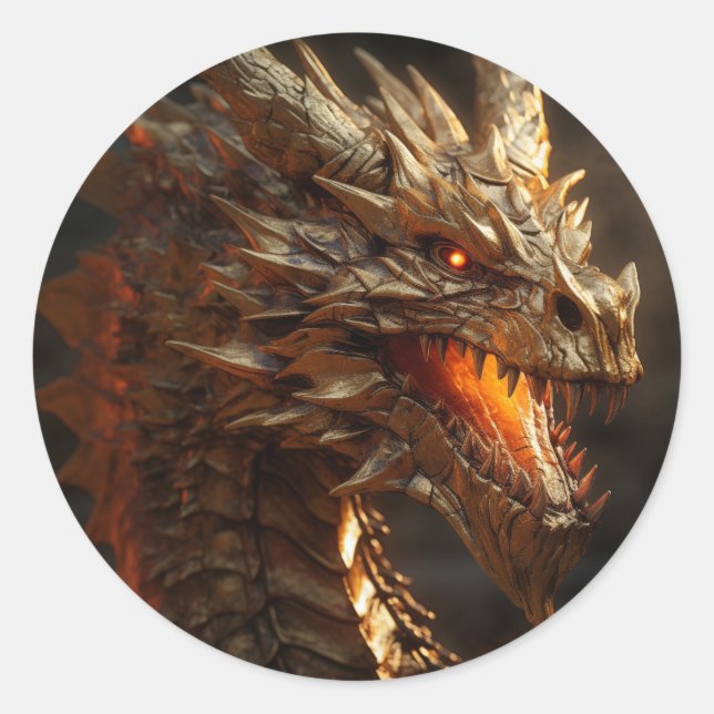 Gold Dragon Classic Round Sticker (Front)