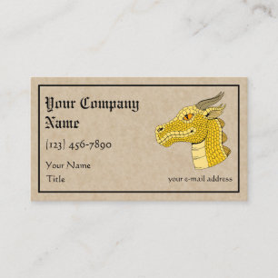 Gold Dragon Head in Profile Business Card