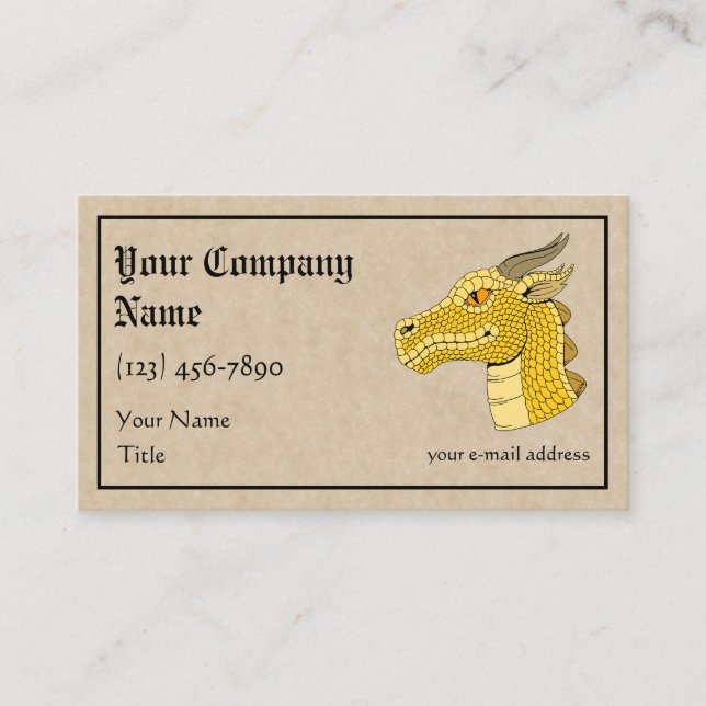 Gold Dragon Head in Profile Business Card (Front)