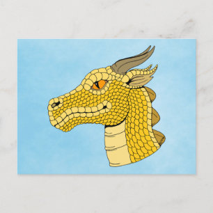 Gold Dragon Head in Profile Postcard