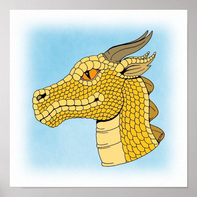 Gold Dragon Head in Profile Poster (Front)